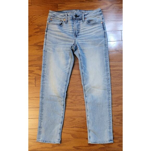 American Eagle Men Jeans Size 30 x 29 Slim Straight Light Wash Airflex + - Picture 1 of 12